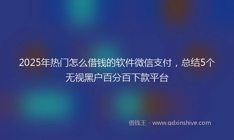 2025年热门怎么借钱的软件微信支付，总结5个无视黑户百分百下款平台
