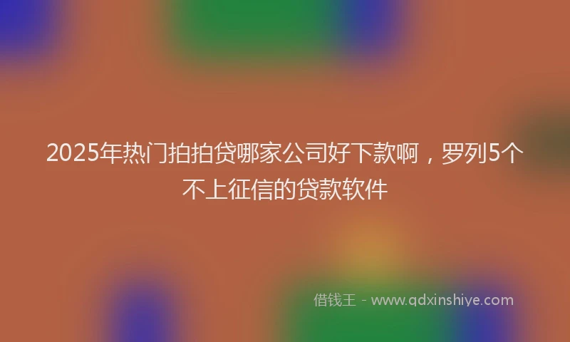 2025年热门拍拍贷哪家公司好下款啊，罗列5个不上征信的贷款软件