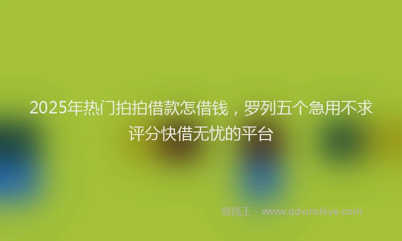 2025年热门拍拍借款怎借钱，罗列五个急用不求评分快借无忧的平台