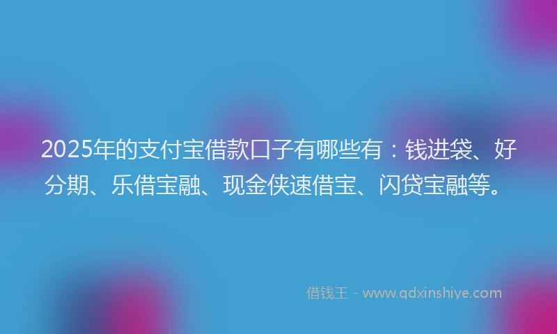 2025年的支付宝借款口子有哪些有：钱进袋、好分期、乐借宝融、现金侠速借宝、闪贷宝融等。