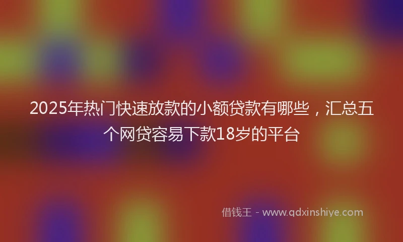 2025年热门快速放款的小额贷款有哪些，汇总五个网贷容易下款18岁的平台