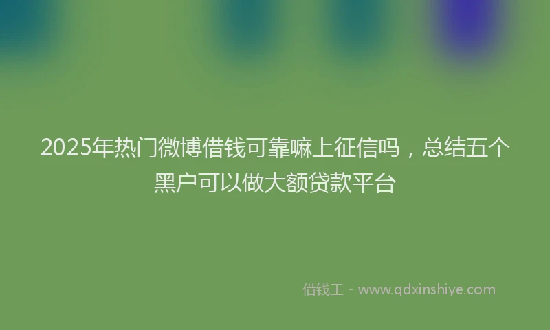 2025年热门微博借钱可靠嘛上征信吗，总结五个黑户可以做大额贷款平台