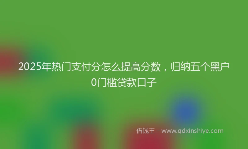 2025年热门支付分怎么提高分数，归纳五个黑户0门槛贷款口子