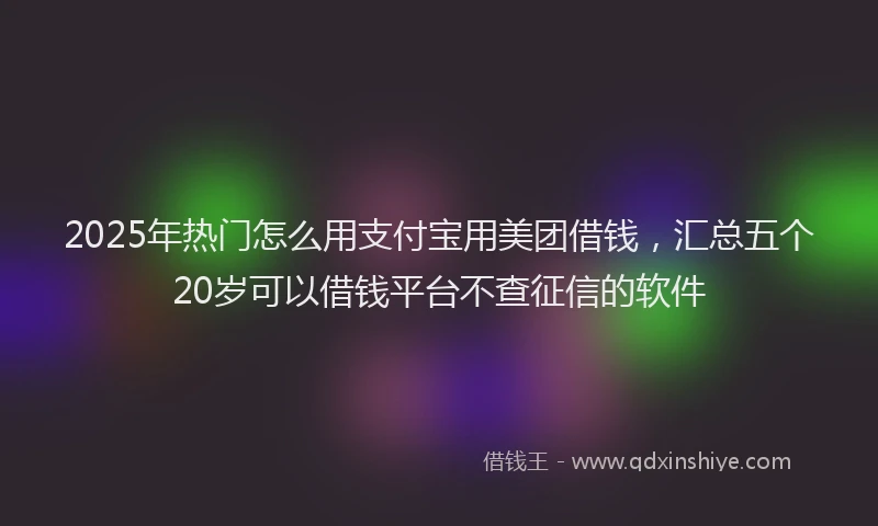 2025年热门怎么用支付宝用美团借钱，汇总五个20岁可以借钱平台不查征信的软件