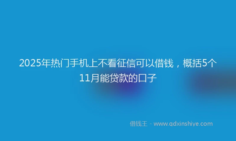 2025年热门手机上不看征信可以借钱，概括5个11月能贷款的口子