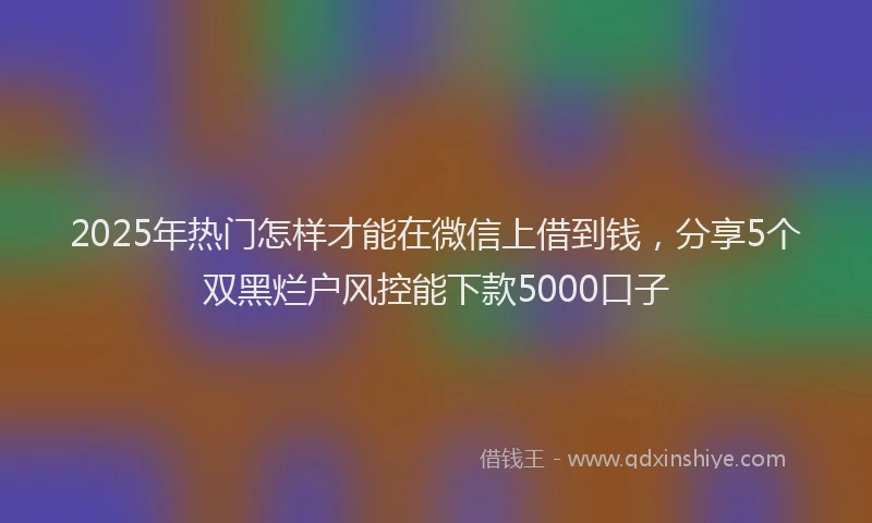 2025年热门怎样才能在微信上借到钱，分享5个双黑烂户风控能下款5000口子