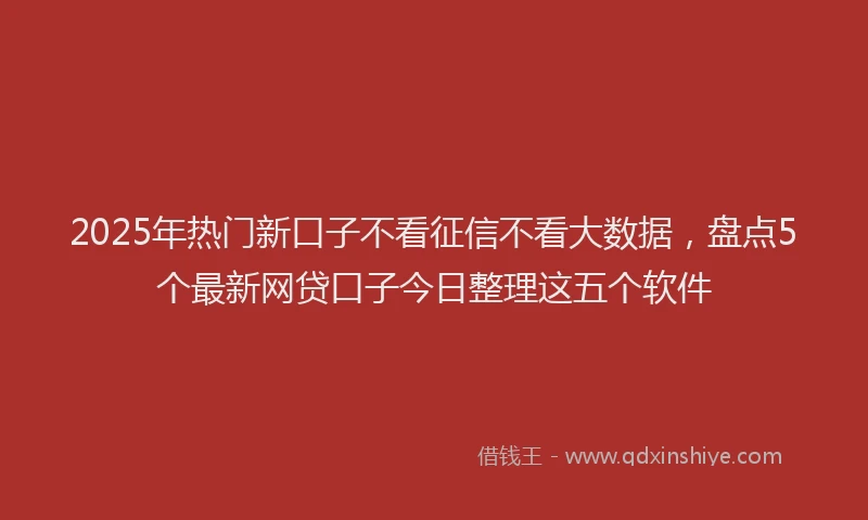 2025年热门新口子不看征信不看大数据，盘点5个最新网贷口子今日整理这五个软件