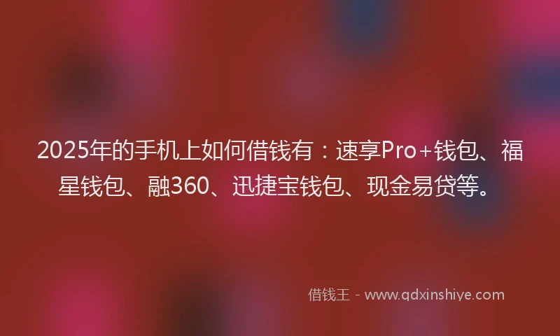 2025年的手机上如何借钱有：速享Pro+钱包、福星钱包、融360、迅捷宝钱包、现金易贷等。