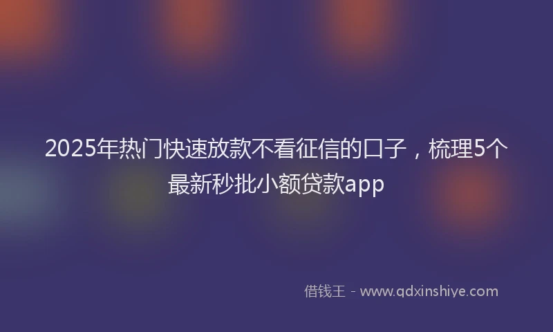 2025年热门快速放款不看征信的口子，梳理5个最新秒批小额贷款app