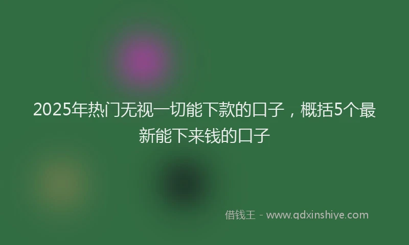 2025年热门无视一切能下款的口子，概括5个最新能下来钱的口子