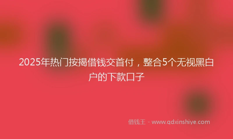 2025年热门按揭借钱交首付，整合5个无视黑白户的下款口子