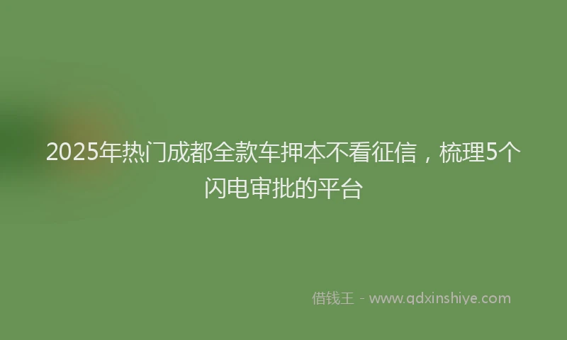 2025年热门成都全款车押本不看征信，梳理5个闪电审批的平台