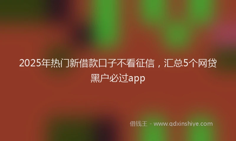 2025年热门新借款口子不看征信，汇总5个网贷黑户必过app