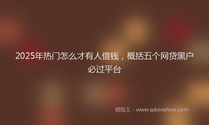 2025年热门怎么才有人借钱，概括五个网贷黑户必过平台