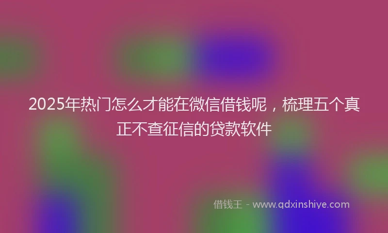 2025年热门怎么才能在微信借钱呢，梳理五个真正不查征信的贷款软件