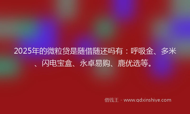 2025年的微粒贷是随借随还吗有：呼吸金、多米、闪电宝盒、永卓易购、鹿优选等。