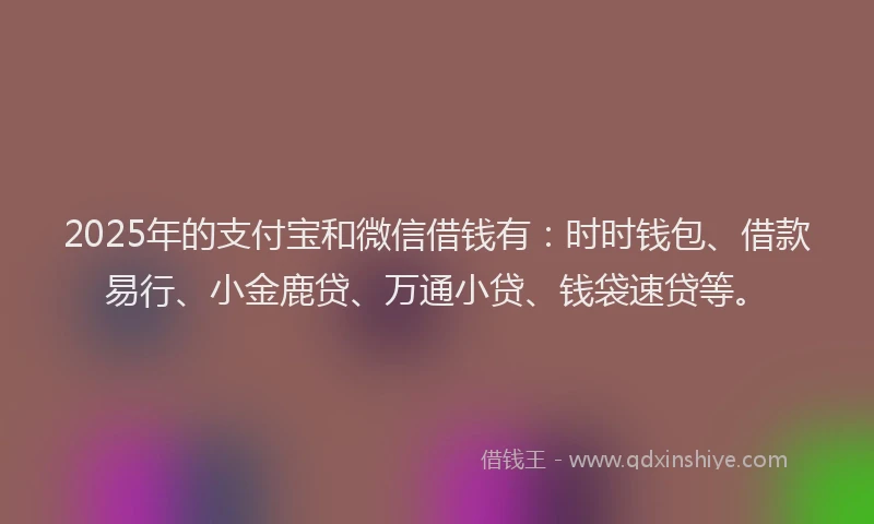 2025年的支付宝和微信借钱有：时时钱包、借款易行、小金鹿贷、万通小贷、钱袋速贷等。