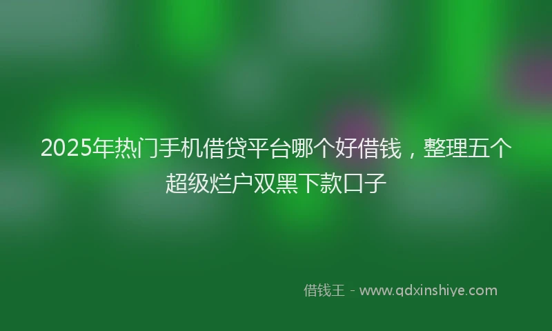 2025年热门手机借贷平台哪个好借钱，整理五个超级烂户双黑下款口子
