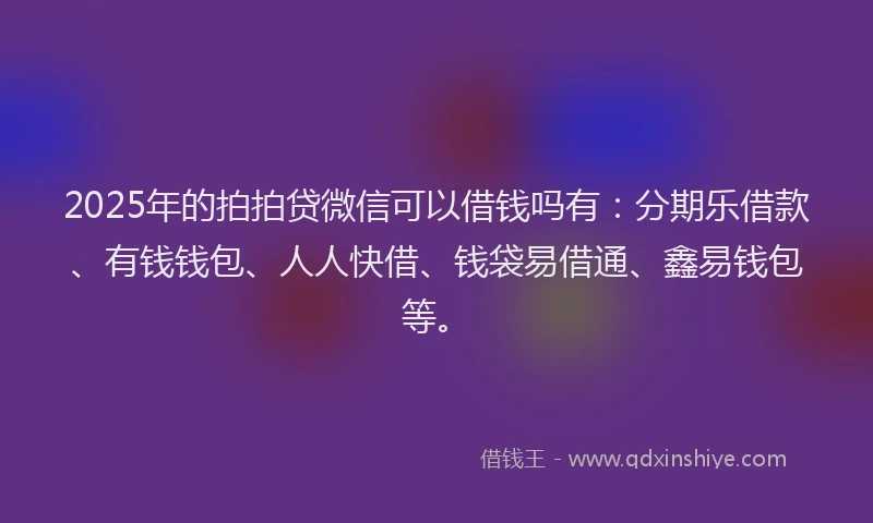 2025年的拍拍贷微信可以借钱吗有：分期乐借款、有钱钱包、人人快借、钱袋易借通、鑫易钱包等。