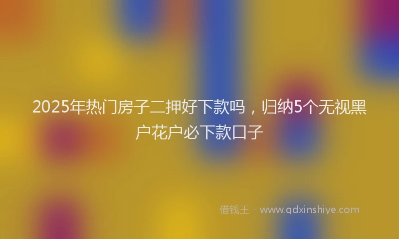 2025年热门房子二押好下款吗，归纳5个无视黑户花户必下款口子