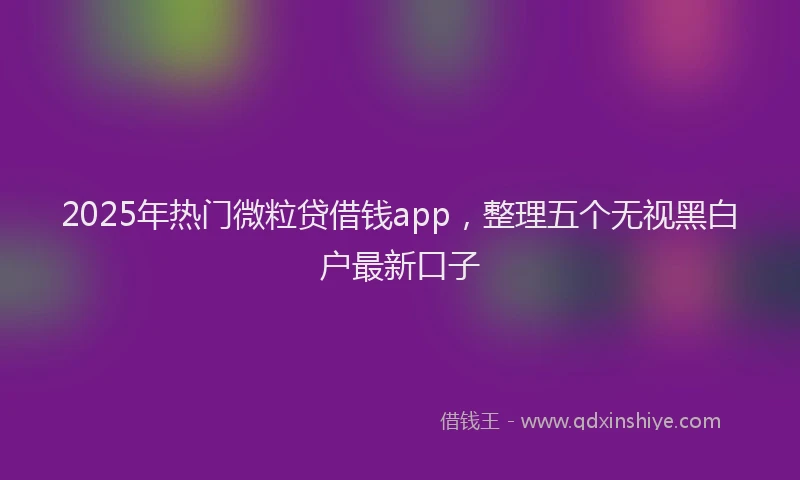 2025年热门微粒贷借钱app，整理五个无视黑白户最新口子