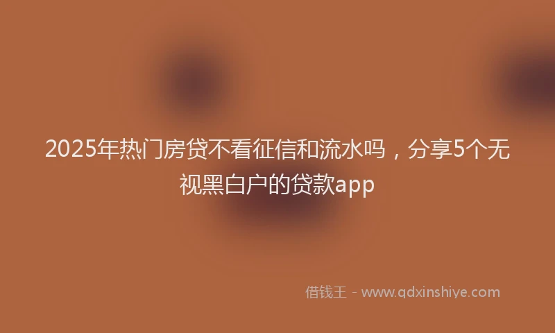 2025年热门房贷不看征信和流水吗，分享5个无视黑白户的贷款app