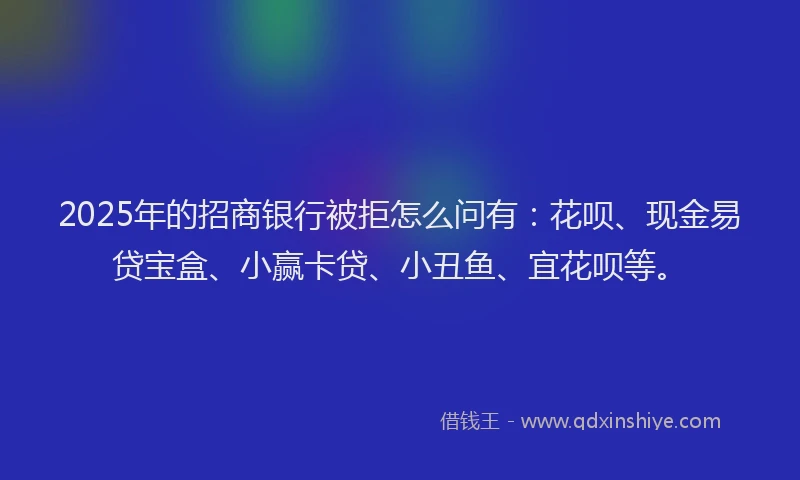 2025年的招商银行被拒怎么问有：花呗、现金易贷宝盒、小赢卡贷、小丑鱼、宜花呗等。