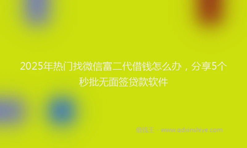 2025年热门找微信富二代借钱怎么办，分享5个秒批无面签贷款软件