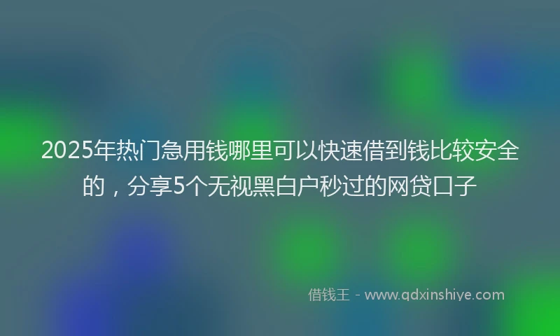 2025年热门急用钱哪里可以快速借到钱比较安全的，分享5个无视黑白户秒过的网贷口子