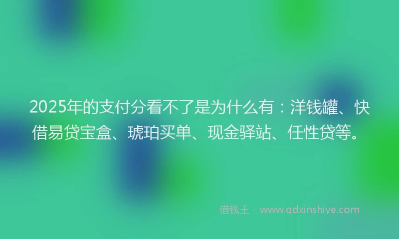 2025年的支付分看不了是为什么有：洋钱罐、快借易贷宝盒、琥珀买单、现金驿站、任性贷等。