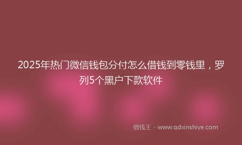 2025年热门微信钱包分付怎么借钱到零钱里，罗列5个黑户下款软件