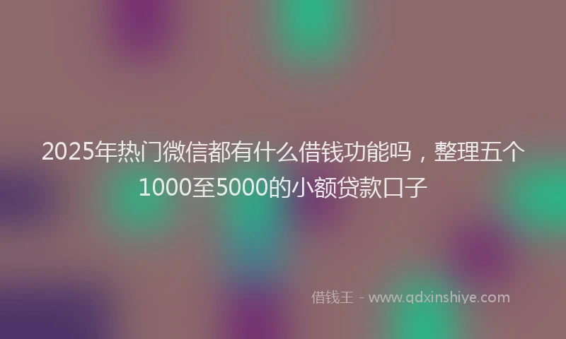 2025年热门微信都有什么借钱功能吗，整理五个1000至5000的小额贷款口子