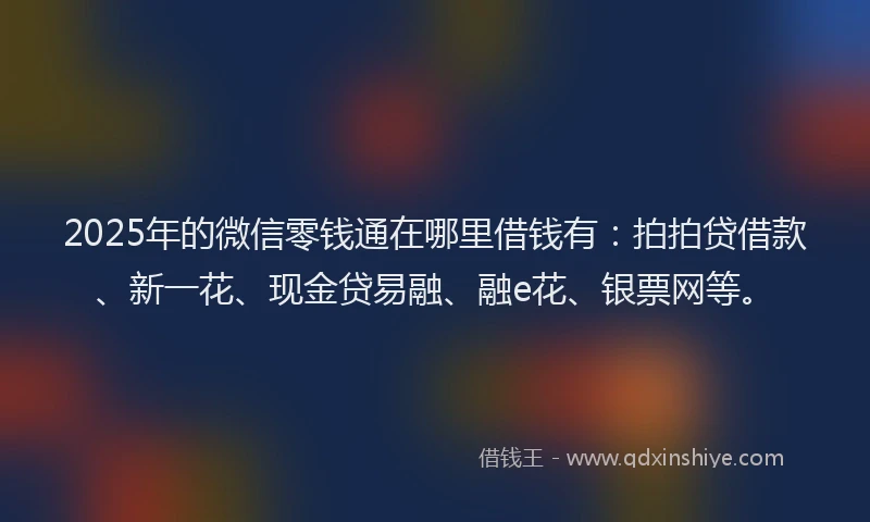 2025年的微信零钱通在哪里借钱有：拍拍贷借款、新一花、现金贷易融、融e花、银票网等。
