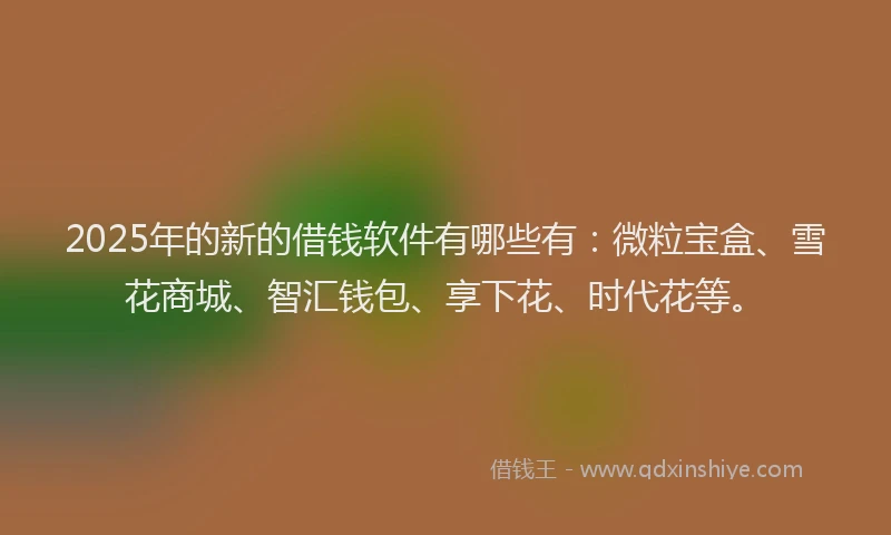 2025年的新的借钱软件有哪些有：微粒宝盒、雪花商城、智汇钱包、享下花、时代花等。