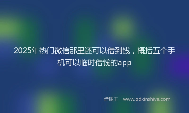 2025年热门微信那里还可以借到钱，概括五个手机可以临时借钱的app