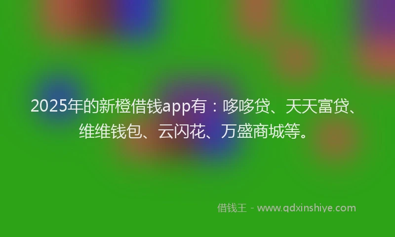 2025年的新橙借钱app有：哆哆贷、天天富贷、维维钱包、云闪花、万盛商城等。