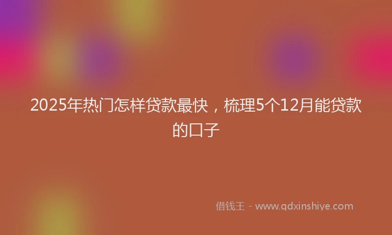 2025年热门怎样贷款最快，梳理5个12月能贷款的口子