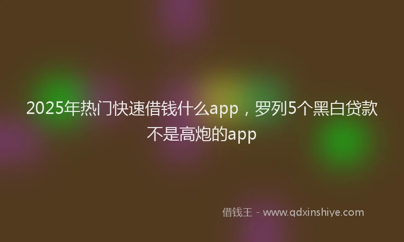 2025年热门快速借钱什么app，罗列5个黑白贷款不是高炮的app