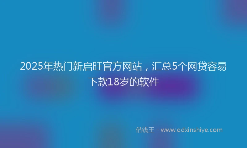2025年热门新启旺官方网站，汇总5个网贷容易下款18岁的软件