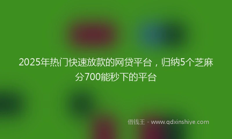 2025年热门快速放款的网贷平台，归纳5个芝麻分700能秒下的平台