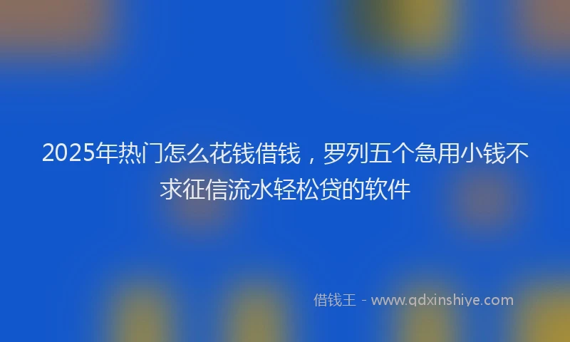 2025年热门怎么花钱借钱，罗列五个急用小钱不求征信流水轻松贷的软件