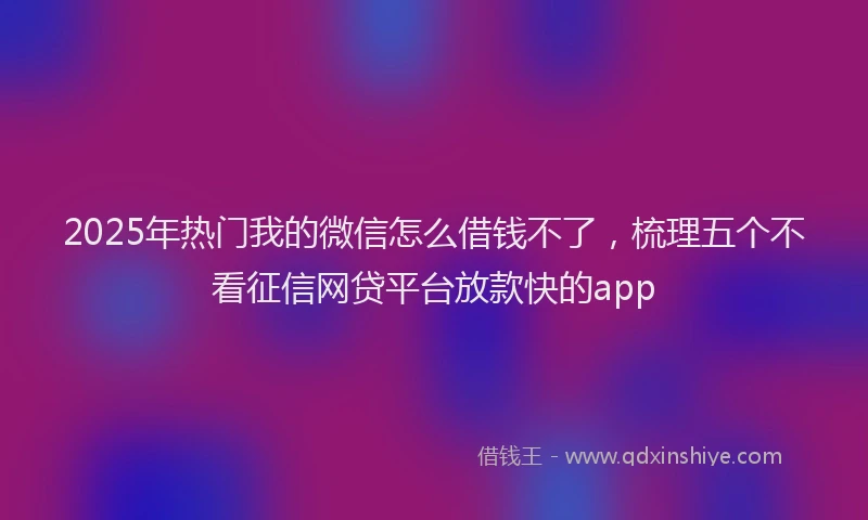 2025年热门我的微信怎么借钱不了，梳理五个不看征信网贷平台放款快的app