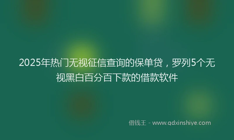 2025年热门无视征信查询的保单贷，罗列5个无视黑白百分百下款的借款软件