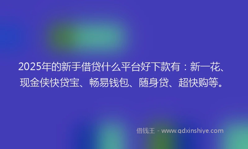 2025年的新手借贷什么平台好下款有：新一花、现金侠快贷宝、畅易钱包、随身贷、超快购等。