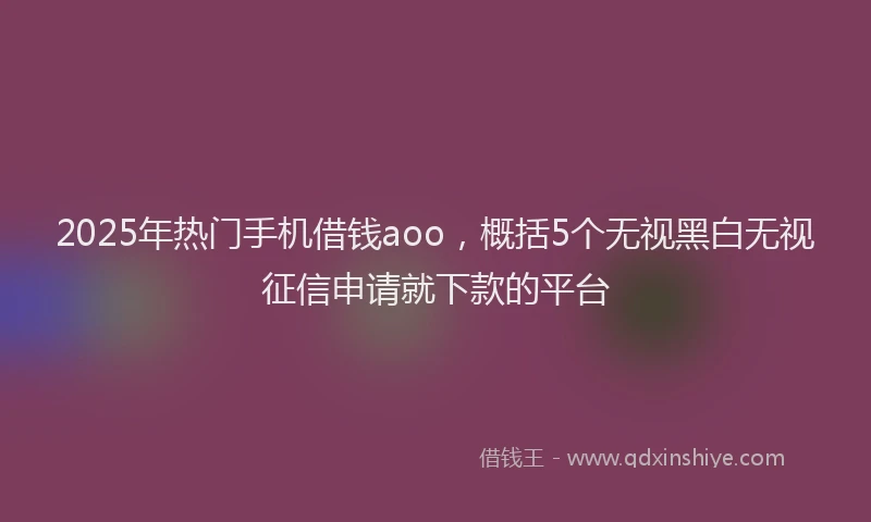 2025年热门手机借钱aoo，概括5个无视黑白无视征信申请就下款的平台