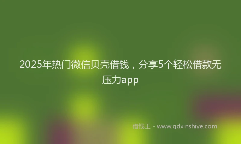 2025年热门微信贝壳借钱，分享5个轻松借款无压力app