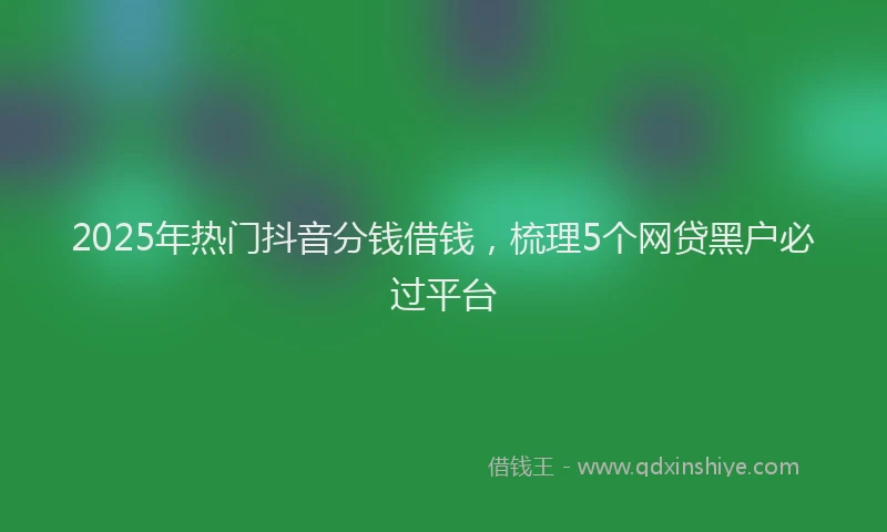 2025年热门抖音分钱借钱，梳理5个网贷黑户必过平台