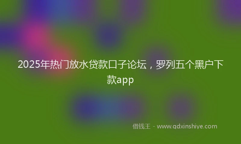2025年热门放水贷款口子论坛，罗列五个黑户下款app