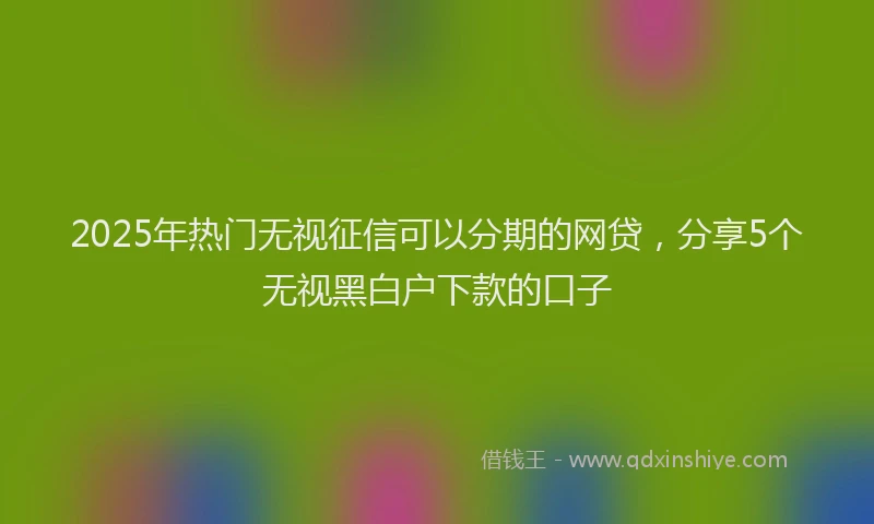 2025年热门无视征信可以分期的网贷，分享5个无视黑白户下款的口子