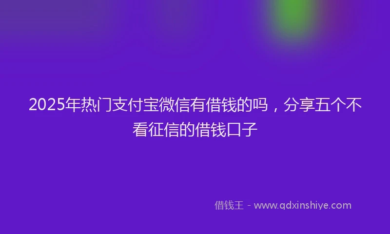 2025年热门支付宝微信有借钱的吗，分享五个不看征信的借钱口子